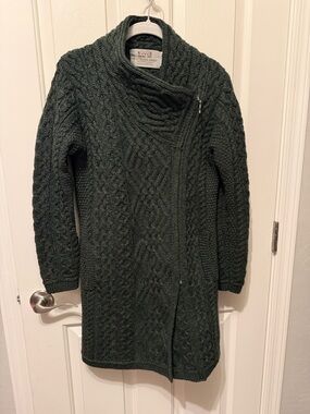 Aran Knit Coatigan with Celtic Knot Side Zip